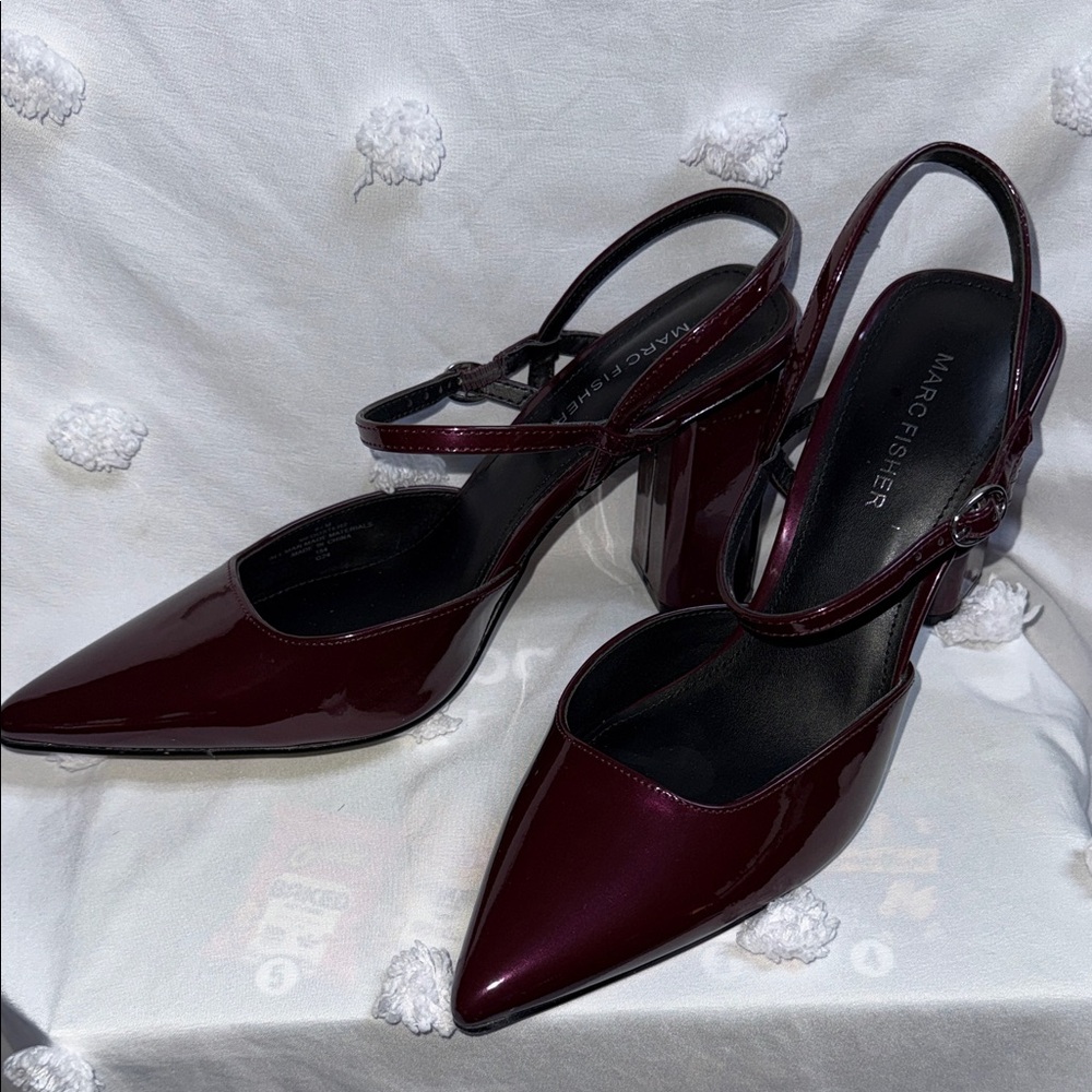Marc Fisher Burgundy Patent Leather Heels size 9.5